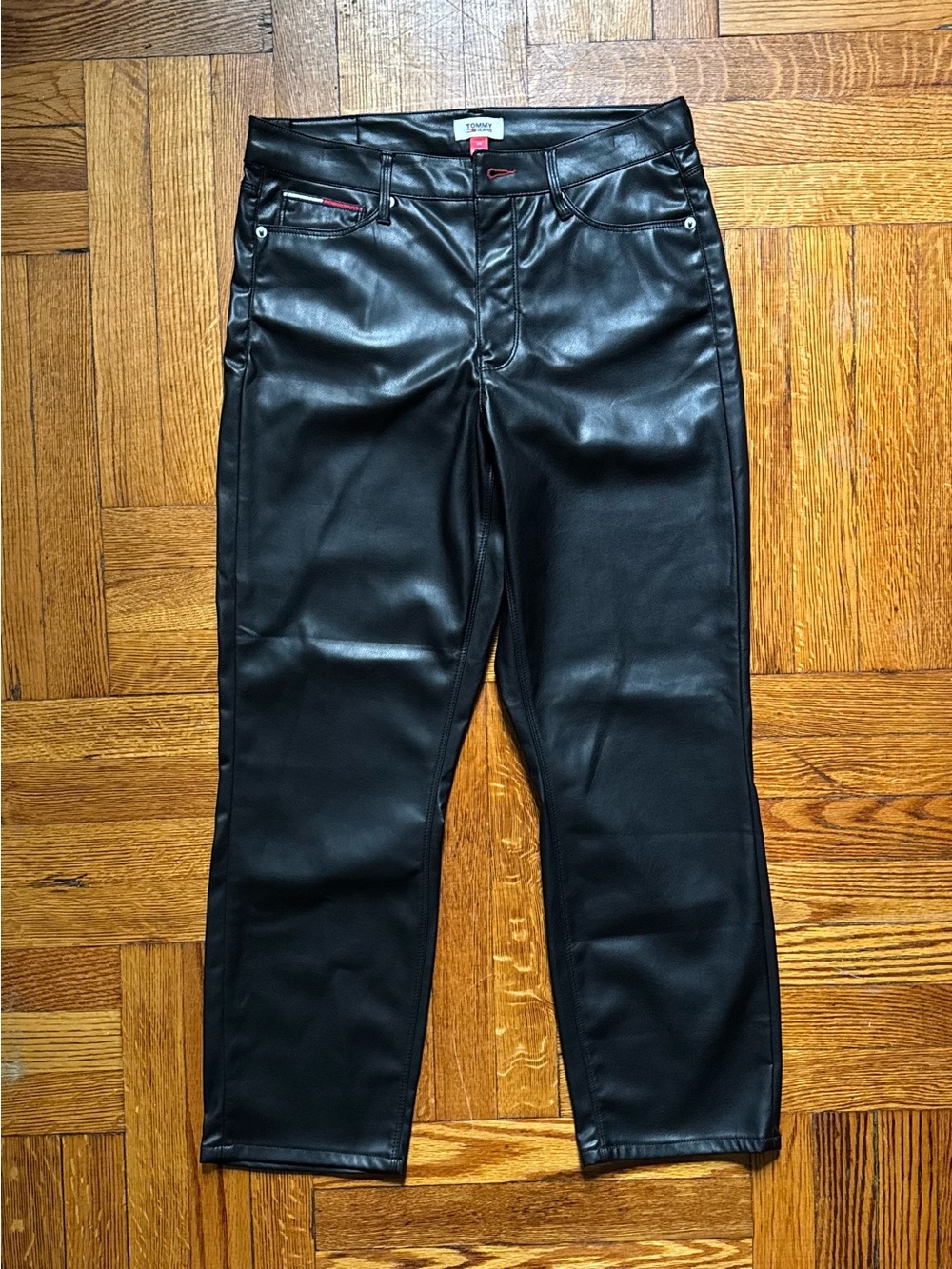 Like New Tommy Hilfiger Faux Leather Five Pocket Straight Leg Pants sz 29